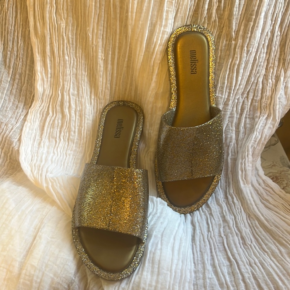 Melissa pool slides glitter gold
